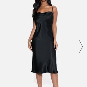 Bebe Black Slip Dress Cowl Neck